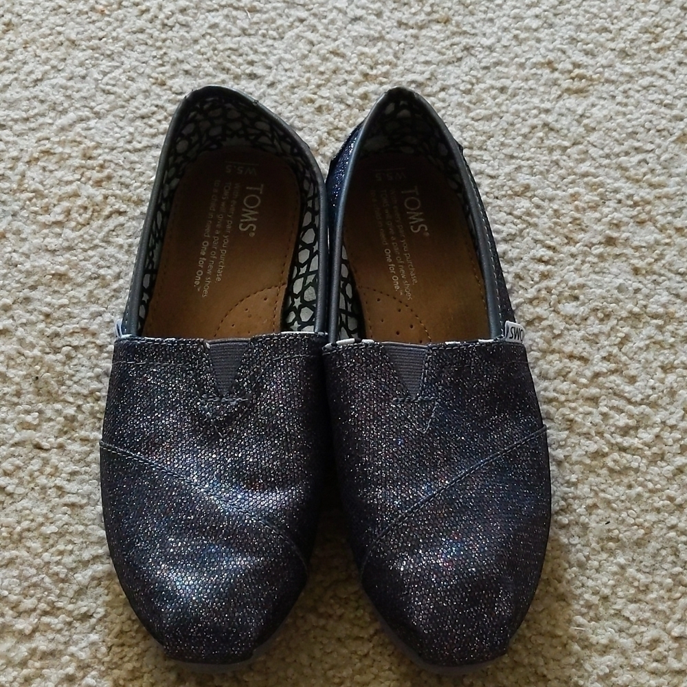 Toms Multicolor Shimmer Glitter Flats Size 5.5 - Picture 2 of 10